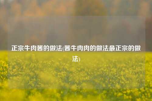 正宗牛肉酱的做法(酱牛肉肉的做法最正宗的做法)